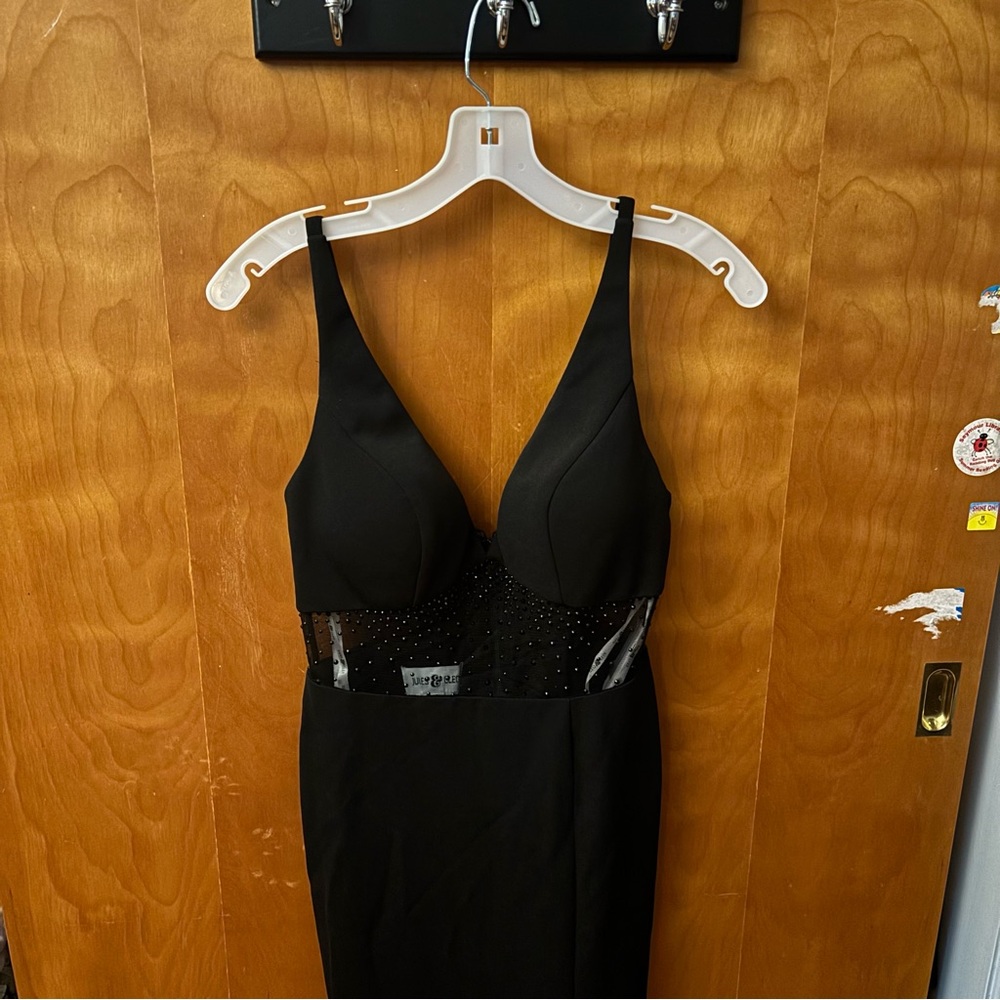 Black Bodycon Cocktail Dress with Plunge Neckline — New with tags